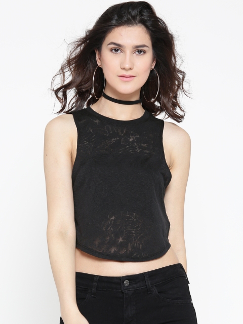 

Aeropostale Women Black Self Design Top