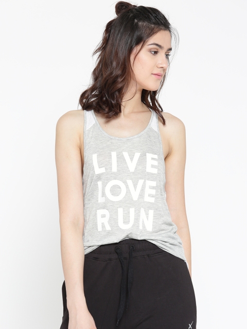 

Aeropostale Women Grey Melange Printed Tank Top