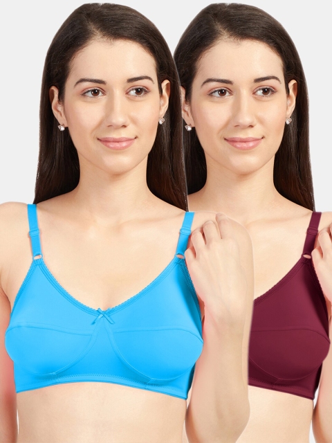 

Sonari Pack Of 2 Blue & Burgundy Non-Padded Bra