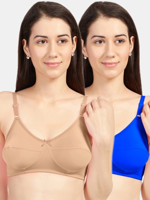 

Sonari Pack Of 2 Brown & Blue Non-Padded Regular Bra