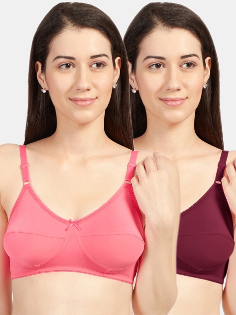 

Sonari Pack Of 2 Burgundy & Coral Non-Padded Bra