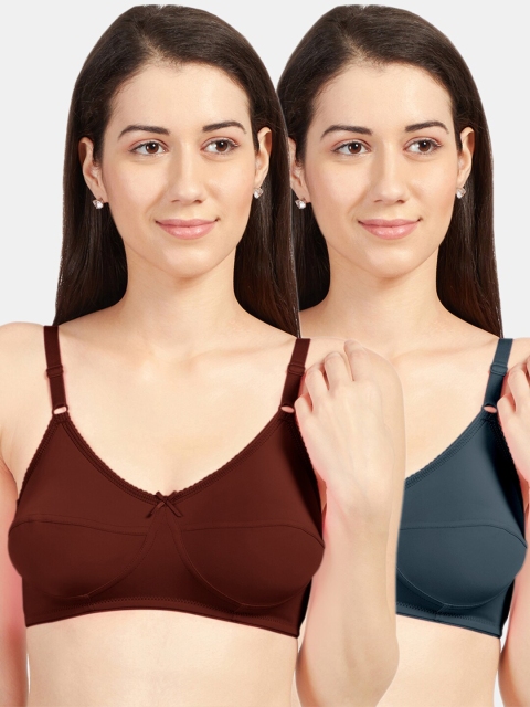 

Sonari Pack Of 2 Grey & Coffee Brown Non-Padded Bra