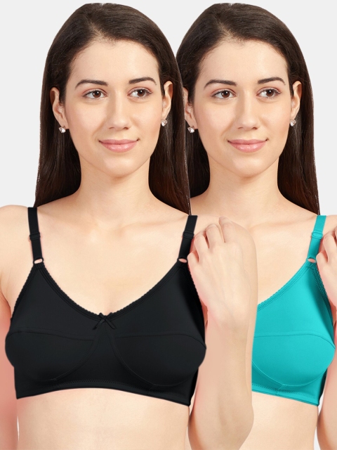 

Sonari Pack Of 2 Black & Green Non-Padded Bra