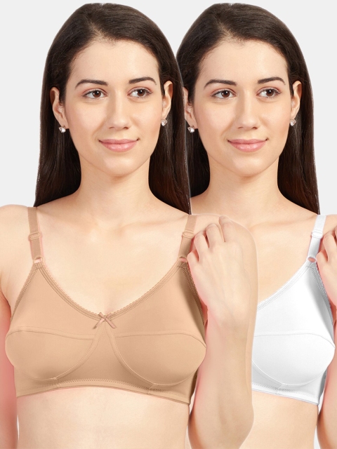 

Sonari Pack Of 2White & Beige Non-Padded Regular Bra, White