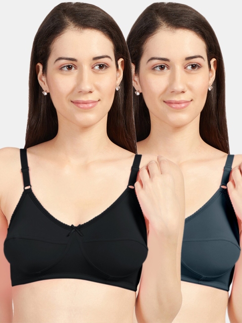 

Sonari Pack Of 2 Black & Grey Non-Padded Regular Bra