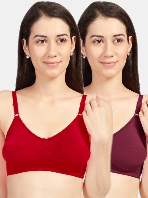 

Sonari Pack Of 2 Red & Purple Non-Padded Regular Bra