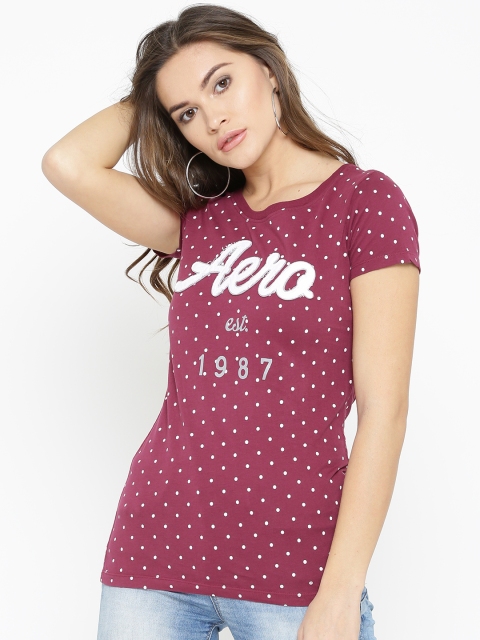 

Aeropostale Women Pink Printed Round Neck T-shirt