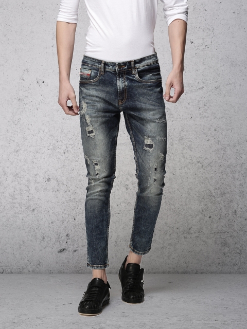 

Ecko Unltd Men Blue Slim Tapered Fit Mid-Rise Mildly Distressed Stretchable Jeans