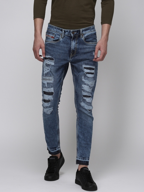 

Ecko Unltd Men Blue Tapered Fit Mid-Rise Highly Distressed Jeans