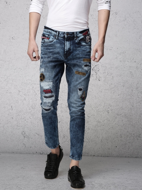 

Ecko Unltd Men Blue Slim Tapered Fit Mid-Rise Highly Distressed Stretchable Jeans