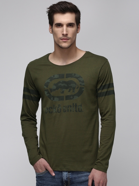 

Ecko Unltd Men Olive Green Printed Round Neck T-shirt