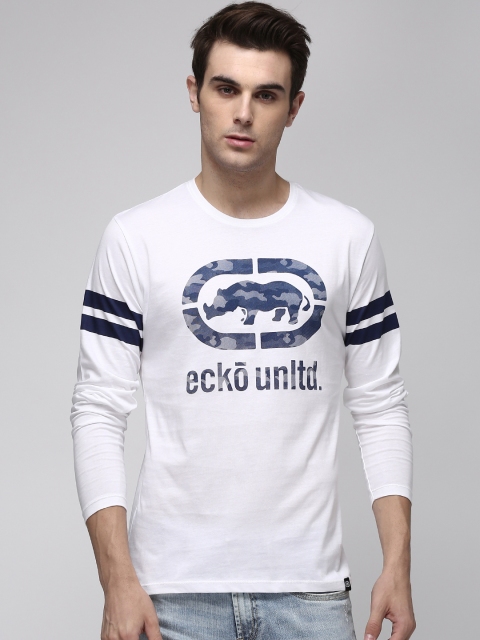 

Ecko Unltd Men White Printed Round Neck T-shirt