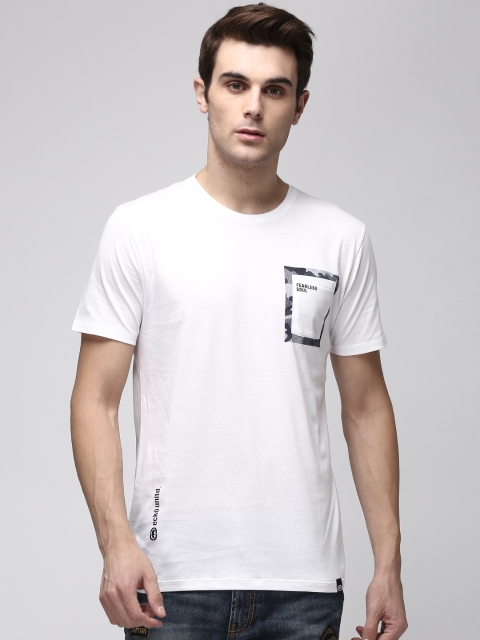 

Ecko Unltd Men White Solid Slim Fit Round Neck T-shirt