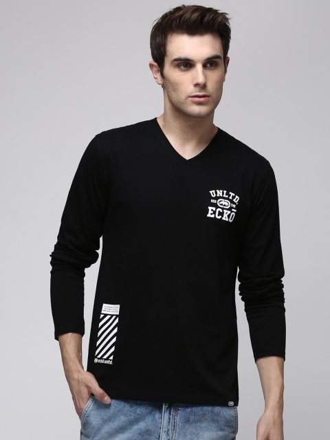 

Ecko Unltd Men Black Printed V-Neck T-shirt