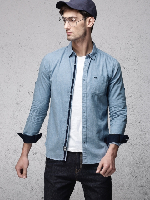 

Ecko Unltd Men Blue Regular Fit Solid Casual Shirt