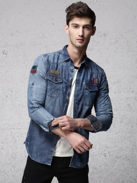 

Ecko Unltd Men Blue Slim Fit Faded Casual Shirt