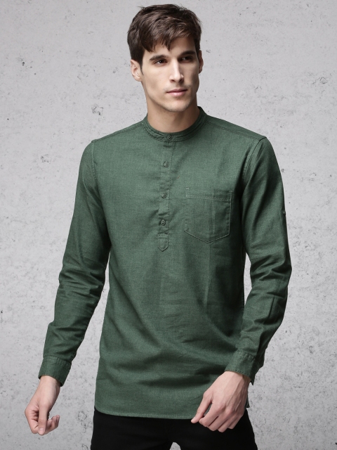 

Ecko Unltd Men Olive Green Slim Fit Solid Casual Shirt