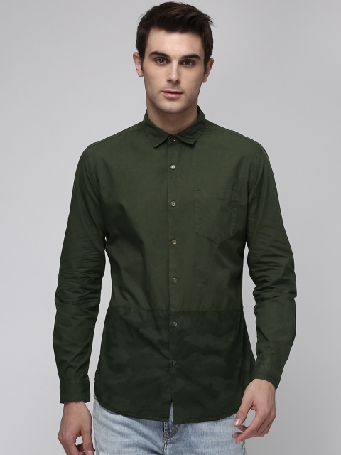 

Ecko Unltd Men Olive Green Slim Fit Printed Casual Shirt