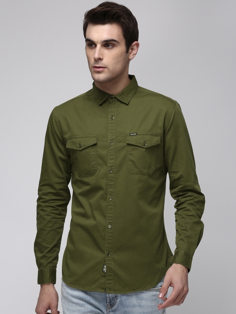 

Ecko Unltd Men Olive Green Slim Fit Solid Casual Shirt