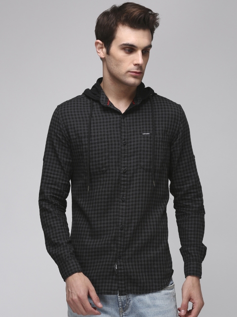 

Ecko Unltd Men Charcoal & Black Slim Fit Checked Casual Shirt