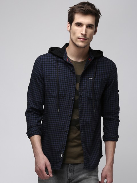 

Ecko Unltd Men Blue & Black Slim Fit Checked Casual Shirt