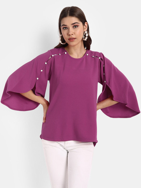 

BROADSTAR Women Pink Embellished Top