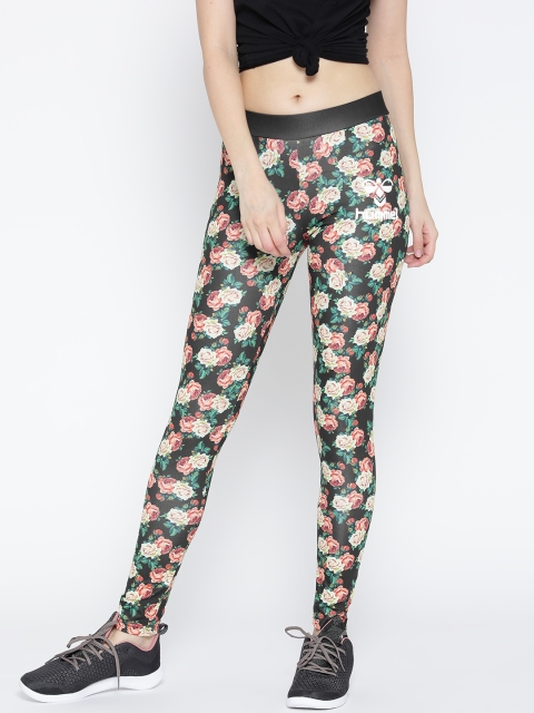 

hummel Black & Orange Gerenda Floral Print Tights