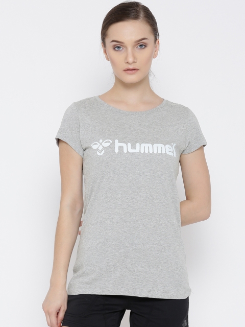 

hummel Women Grey Melange Classic Bee SS Printed Round Neck T-shirt