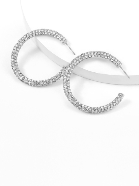 

Young & Forever Silver-Plated Cubic Zirconia Half Hoop Earrings