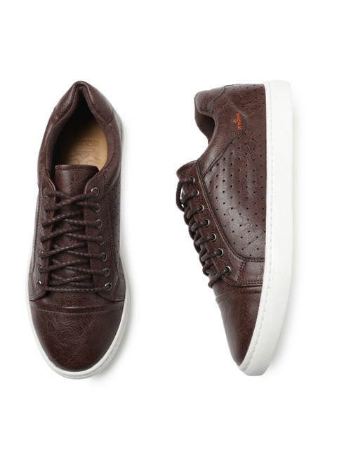 

WROGN Men Brown Perforated Sneakers