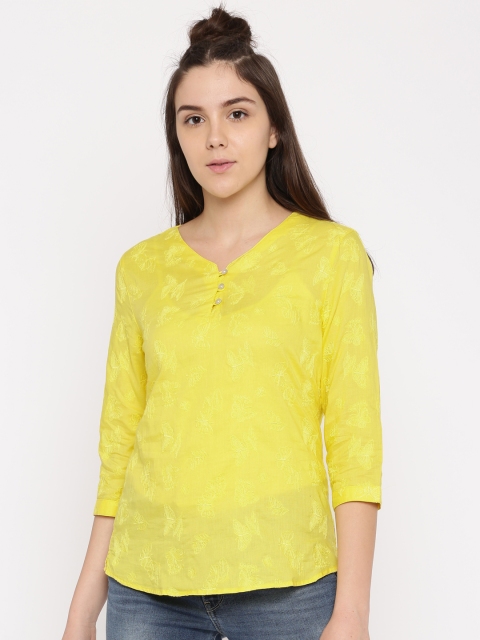 

Levis Women Yellow Embroidered Top