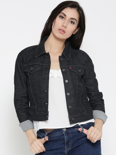 

Levis Women Black Solid Denim Jacket