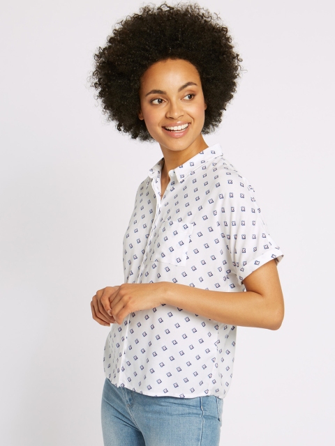 

Marks & Spencer Women White Printed Casual Shirt