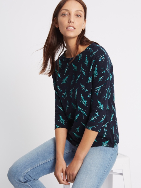 

Marks & Spencer Women Navy Printed Top, Navy blue