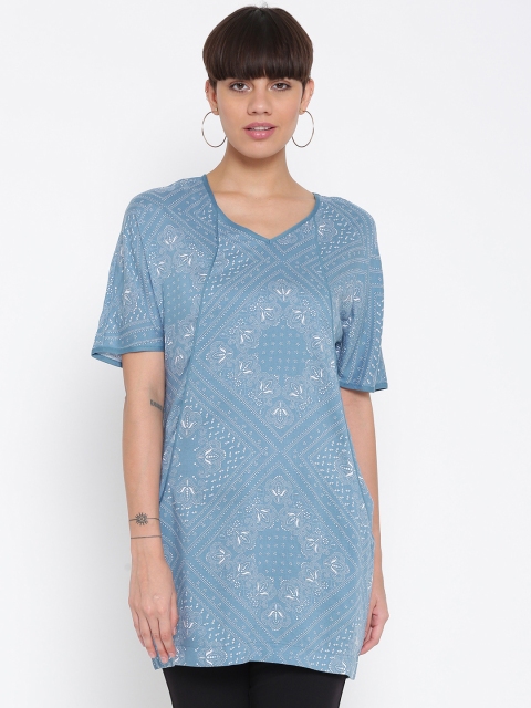 

Marks & Spencer Blue & White Printed Tunic