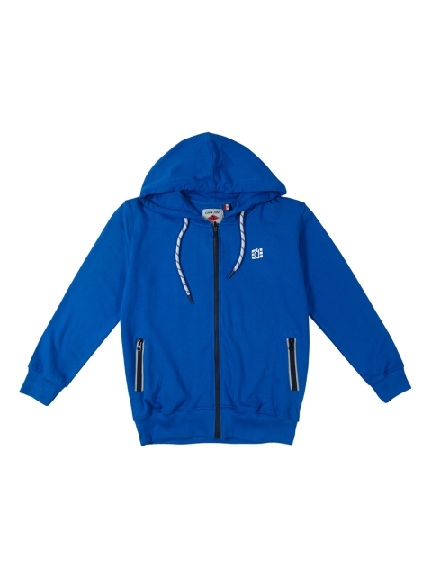 

Gini and Jony Boys Blue Solid Hooded Sweatshirt