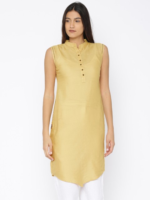 

Soch Women Mustard Yellow Solid Straight Kurta