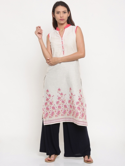 

Soch Women Off-White Printed Straight Kurta