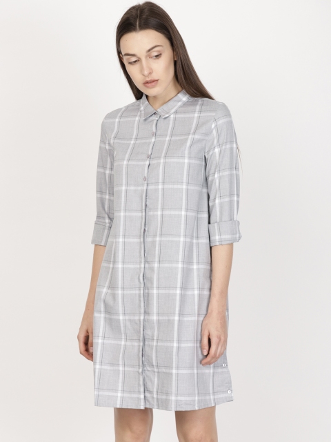 

ether Women Grey Checked Shirt Style Dress