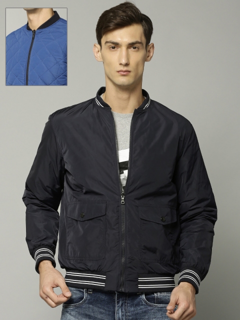 

Marks & Spencer Men Blue Solid Reversible Bomber, Navy blue