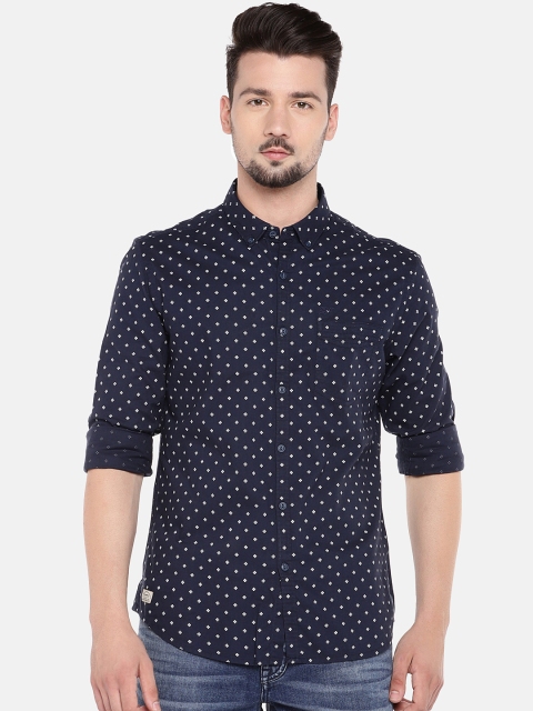 

Ed Hardy Men Navy Regular Fit Printed Casual Shirt, Navy blue
