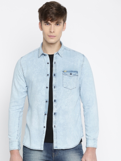 

Ed Hardy Men Blue Regular Fit Solid Casual Shirt