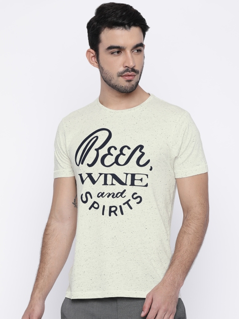 

Ed Hardy Men Off-White Printed Round Neck T-shirt