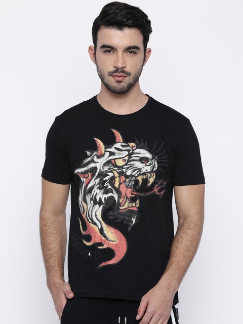 

Ed Hardy Men Black Printed Round Neck T-shirt