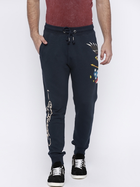 

Ed Hardy Navy Printed Joggers, Navy blue