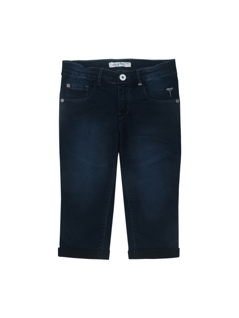 

Palm Tree Girls Navy Blue Solid Regular Fit Capris