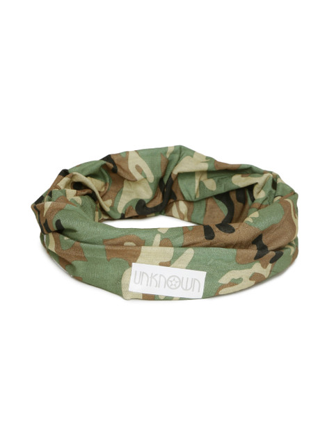 

UNKNOWN by Ayesha Unisex Olive Green Camouflage Print Multifunctional Headwear