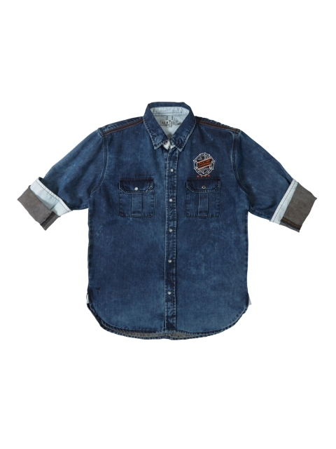 

Palm Tree Boys Blue Standard Regular Fit Denim Casual Shirt