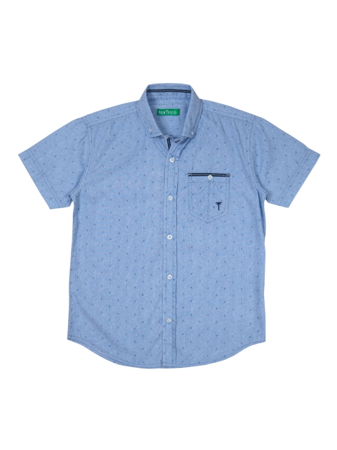 

Palm Tree Boys Blue Standard Regular Fit Printed Casual Shirt