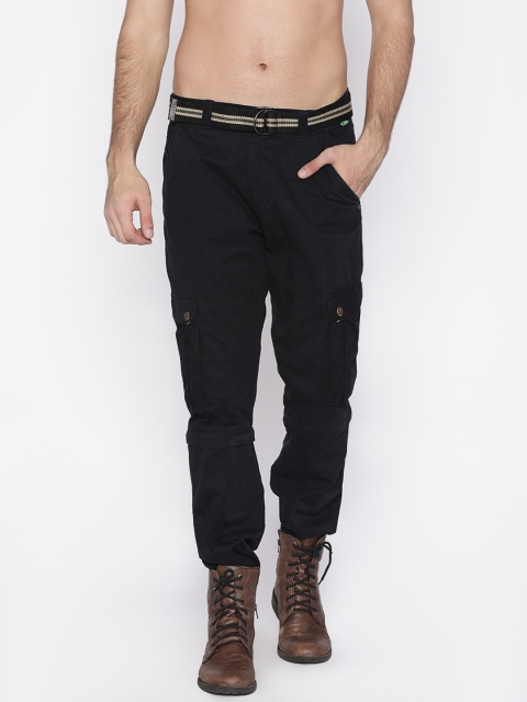 

FIFTY TWO Men Black Original Regular Fit Solid Convertible Cargos